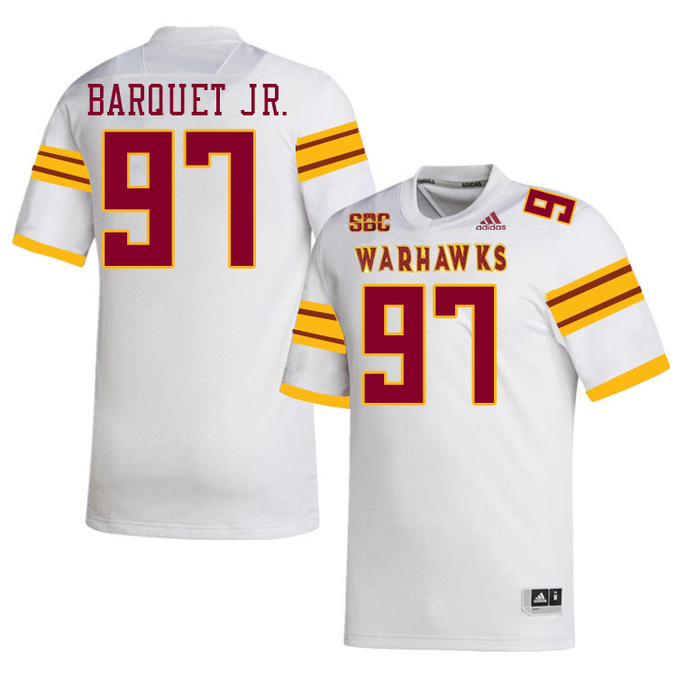 #97 Earl Barquet Jr. Louisiana-Monroe Warhawks College Football Jerseys Stitched-White